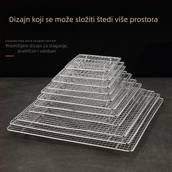 Nehrđajući čelična rešetka za roštilj, kvadratna, s odvodom vode i ulja, ojačana nogama, mala kvadratna mreža, za vanjski roštilj.