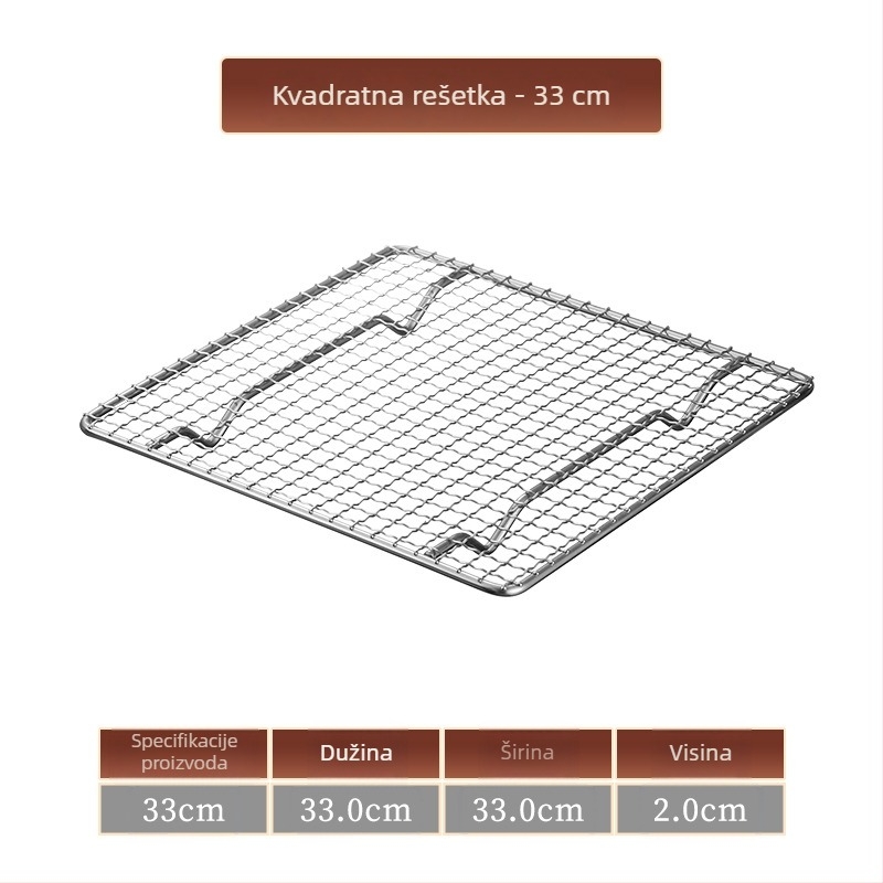 Nehrđajući čelična rešetka za roštilj, kvadratna, s odvodom vode i ulja, ojačana nogama, mala kvadratna mreža, za vanjski roštilj.