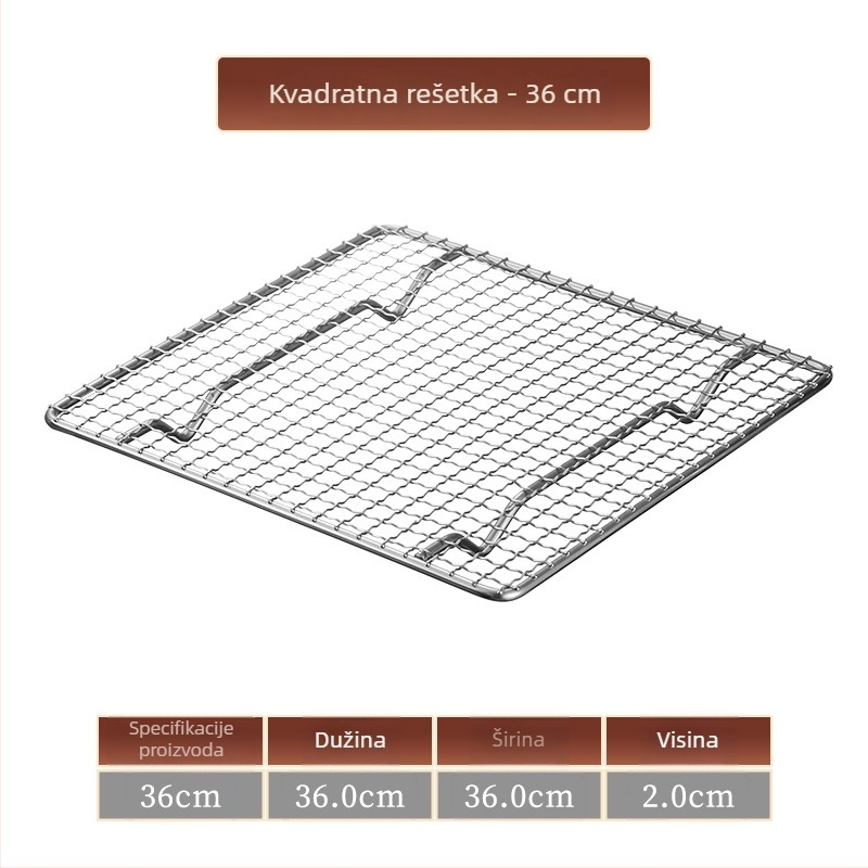 Nehrđajući čelična rešetka za roštilj, kvadratna, s odvodom vode i ulja, ojačana nogama, mala kvadratna mreža, za vanjski roštilj.