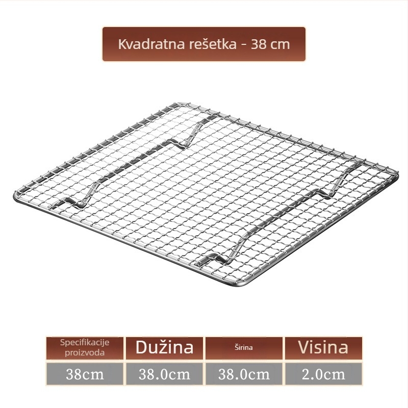 Nehrđajući čelična rešetka za roštilj, kvadratna, s odvodom vode i ulja, ojačana nogama, mala kvadratna mreža, za vanjski roštilj.