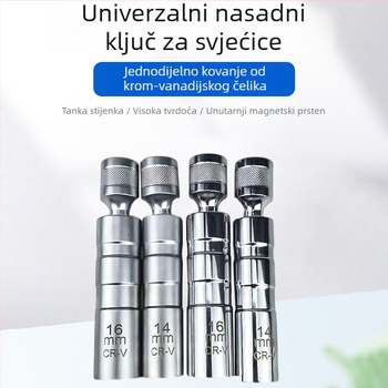 Univerzalni magnetski utor za svjećicu, 14 mm i 16 mm, 12-ugao, za motocikle i automobile, alat za demontažu svjećice