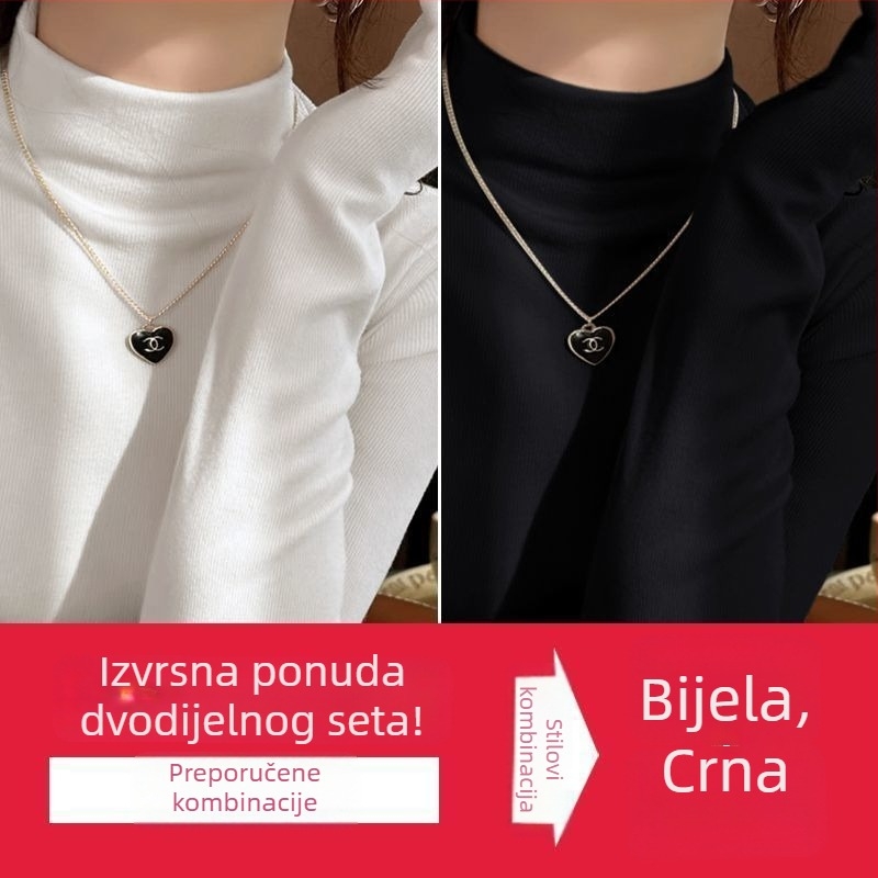 Ženski top s polu-visokom ovratnikom, mekana plišana unutrašnjost, jesen/zima, uski kroj, jednobojan