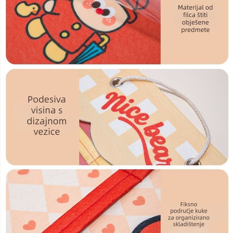 Otporna prašini viseća torba za skladištenje, zidni višeslojni stalak za prikaz plišanih igračaka