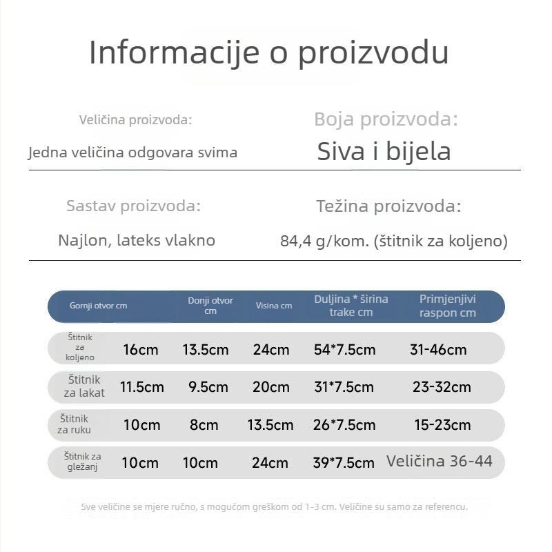 Set zaštitnih jastučića za koljena, dlanove, gležnjeve i laktove za košarku, biciklizam i čučnjeve – elastično pletene sportske zaštite