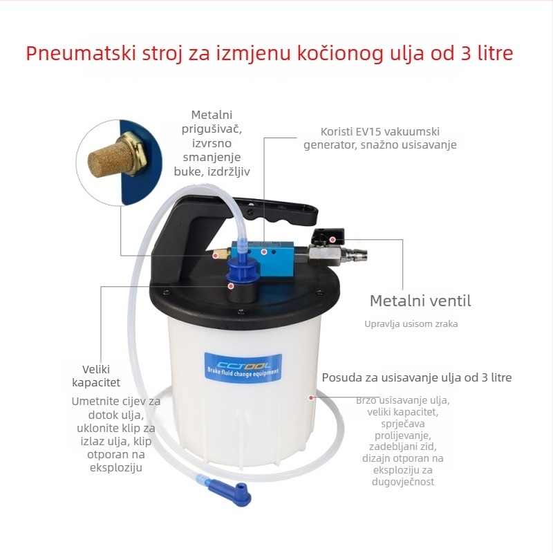 3-litarski alat za zamjenu kočione tekućine s ručnom pumpom za ispuštanje zraka za održavanje automobila
