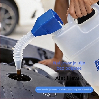 Četverokutni lijevak s klipom, debeli plastični lijevak za dodavanje motornog ulja u auto, sklopivi za izlijevanje bez korištenja ruku