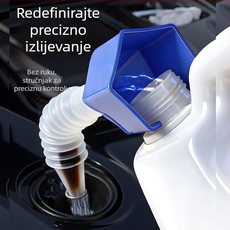 Četverokutni lijevak s klipom, debeli plastični lijevak za dodavanje motornog ulja u auto, sklopivi za izlijevanje bez korištenja ruku