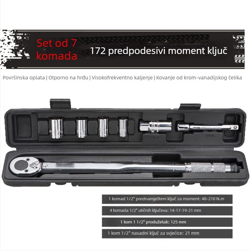 Set ključeva za mjerenje momenta 1/2 inča, 5–7 komada, za popravak automobila