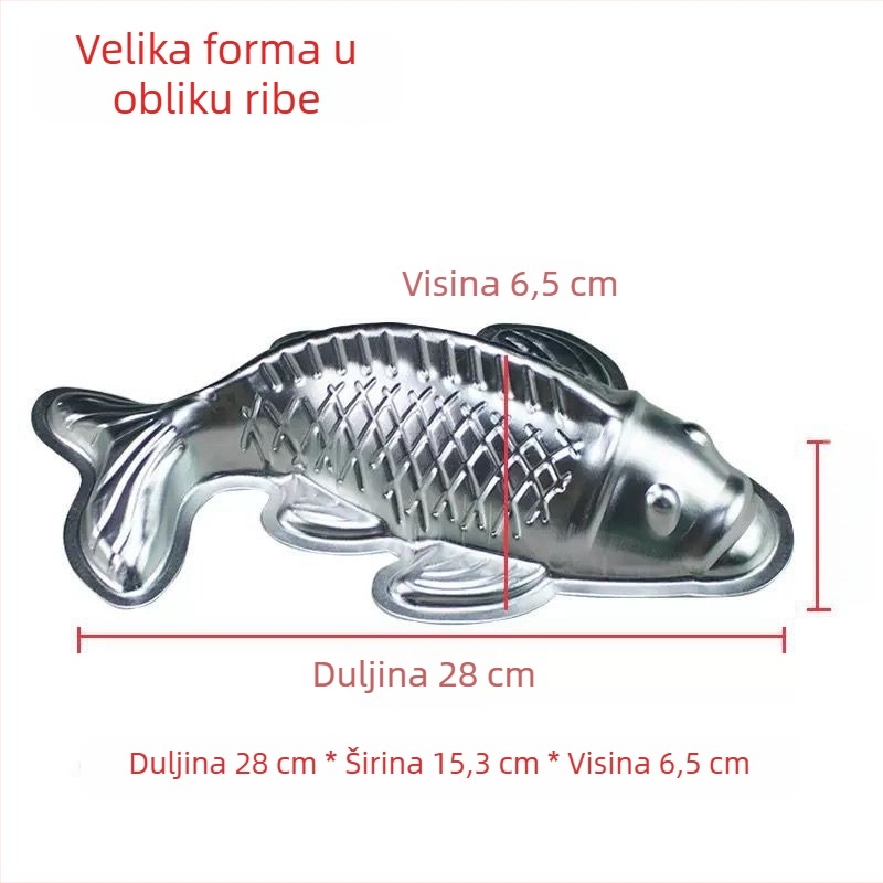 Aluminijska forma u obliku ribe za rižine kolače, žele i pareni kruh