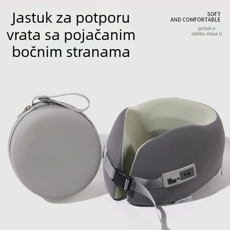 Jastuk od memory pjene u obliku U za putovanja, prenosivi avionski jastuk, za uredske odmore, podržava vrat, zaštita vratne kralježnice, mogućnost otiska logotipa
