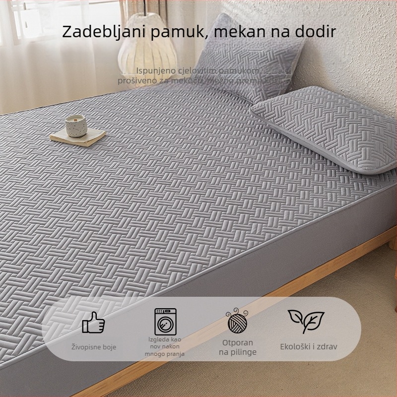 Prošivena pamučna navlaka za madrac, oprana pamuk zaštita madraca, potpuno obuhvat, sve sezone