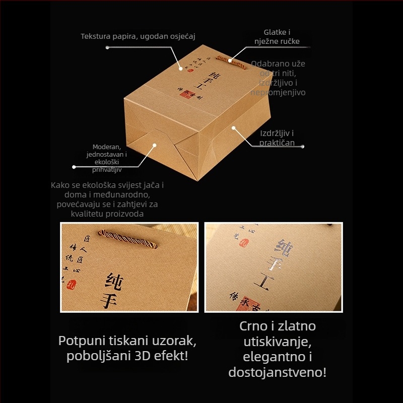 Ručna kraft papir torba za pakiranje specijalnih namirnica, poklon torba, prilagodljiva za Ejiao tortu