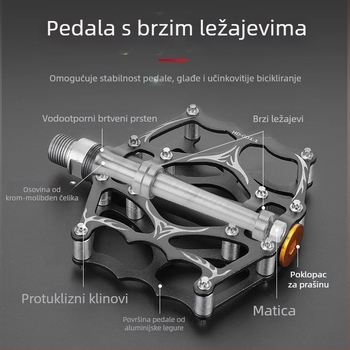 Tosuod pedale za bicikl od aluminijskog legura s ležajevima, protuklizne, univerzalne pedale za planinske i cestovne bicikle