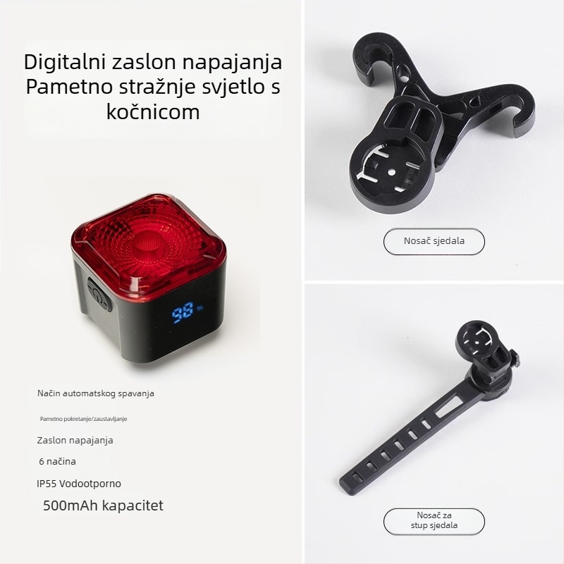 Stražnja svjetiljka za bicikl za noćnu vožnju, pogodna za cestovne i planinske bicikle, svjetlo kočenja, izuzetno svijetla