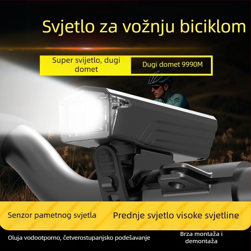 Senzorska prednja svjetiljka za noćnu vožnju biciklom, punjiva, MTB, visoke svjetline
