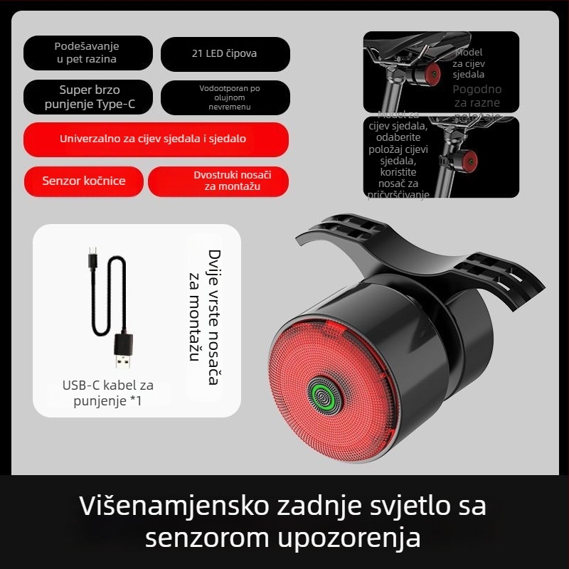 Senzorska prednja svjetiljka za noćnu vožnju biciklom, punjiva, MTB, visoke svjetline