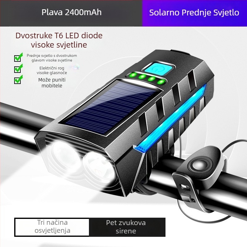 Solarna svjetiljka za planinski bicikl s glasnim zvonom za noćnu vožnju