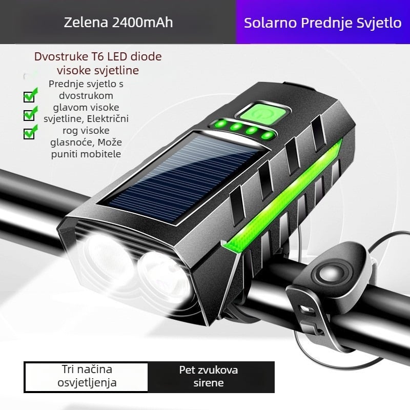 Solarna svjetiljka za planinski bicikl s glasnim zvonom za noćnu vožnju