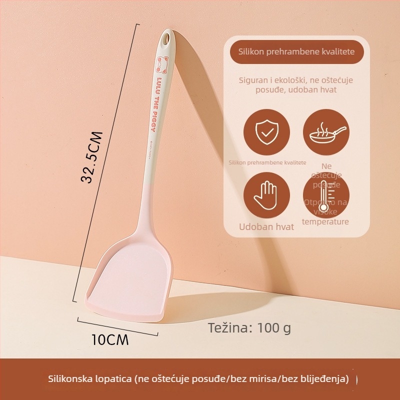 Set silikonskih spatula i žlica Kawashimaya x Lulu Pig, otporan na visoke temperature, prehrambena kvaliteta