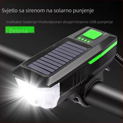 Solarnim prednjim svjetlom za bicikl sa 120 dB sirenom, za planinski bicikl