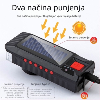 Dingtian prednja svjetiljka za bicikl – solarno napajanje, noćno osvjetljenje za planinske i cestovne bicikle