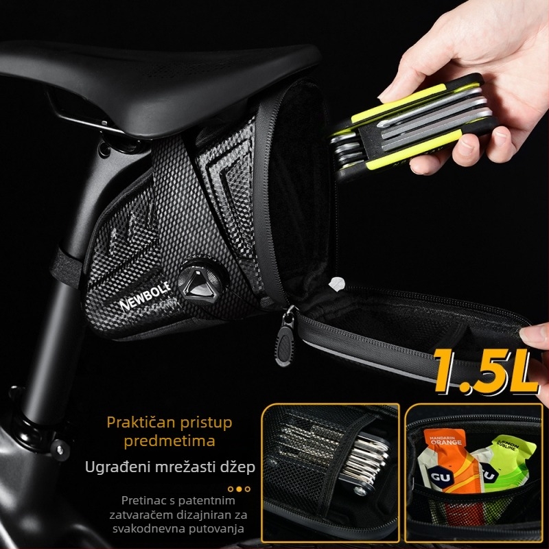 Torba za stražnju sjedalu cestovnog bicikla s rotirajućim zaključavanjem, tvrdi kućište, vodootporna, kapacitet 1.5–2.5 L, EVA materijal, Bikf-bag048