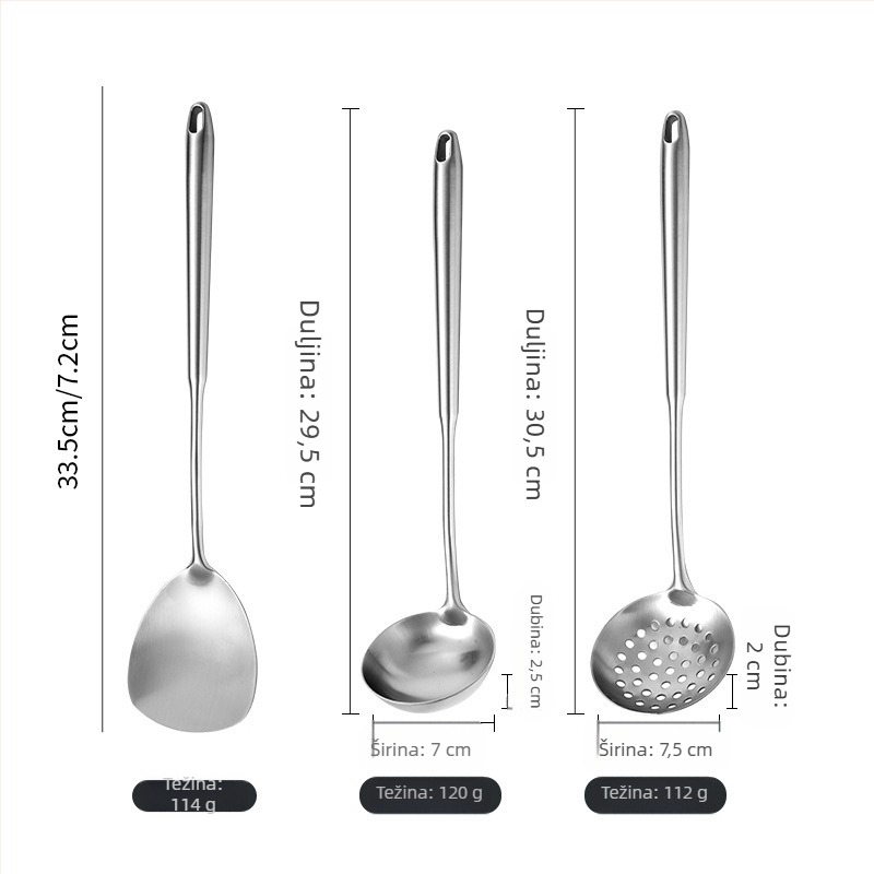 Set spatula od nehrđajućeg čelika 304 – kuhinjski pribor, mala spatula, spatula za omletu, izdržljiva i otporna na visoke temperature