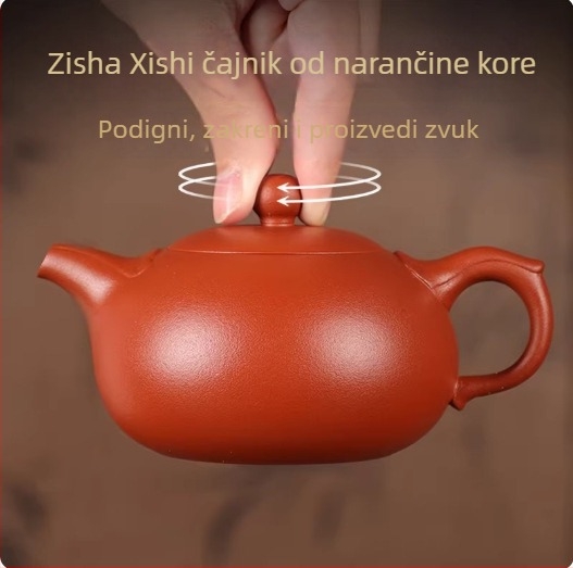Yixing čajnik od ljubičaste gline, potpuno ručno izrađen, tekstura narančine kore i crvena glina, dizajn Feniks, pogodan za dom i poklon, vrhunska kvaliteta