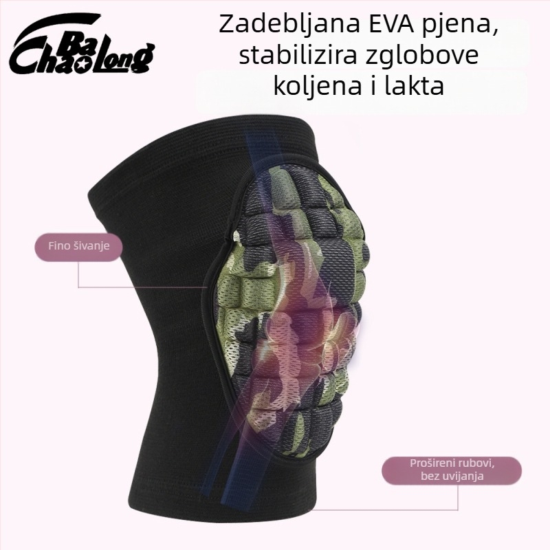 Vanjski zaštitnici koljena i lakata s debelim pjenastim jastučićem, kamuflažni uzorak, za odbojku, rolanje i fitness