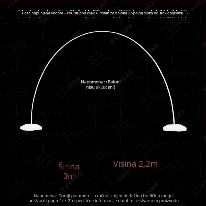 Brzo postavljiva luka s ojačanim okvirom za početak škole, maturu, kozmetički salon i dekoraciju balonima u trgovačkom centru