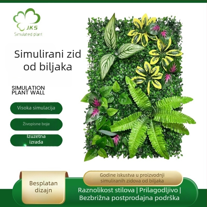 Zid umjetnog cvijeća s lažnom travom u Milanskom stilu, plastične biljke za zid, prilagodljivi pozadinski dekor