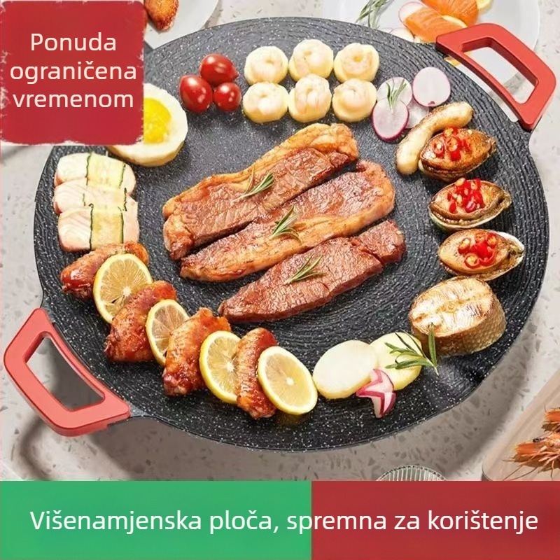 Višestruki električni roštilj tiganj za kućnu upotrebu, Maifan kamen, korejski stil BBQ, električni roštilj, lonac za vruću juhu i pečenje steakova