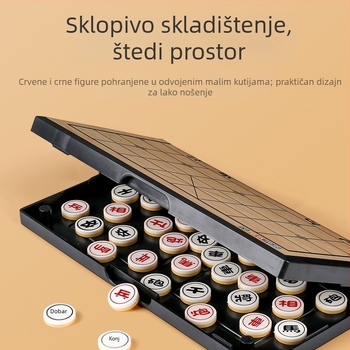 Magnetska ploča za više igara: kineski šah, dama, Go i Gomoku s magnetskim figuricama; prijenosna i sklopiva za djecu i učenike.