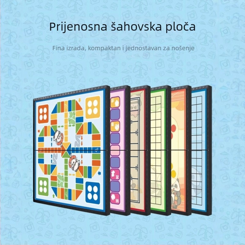 Komplet magnetizirana sklopiva ploča za dječje igre: Gomoku, Go, Xiangqi, Leteće šah, Dama, Životinjski šah