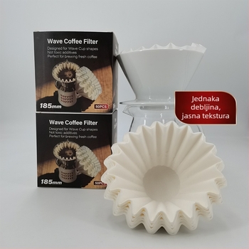 Huilamei Filter papir za kavu od biljnog vlakna, oblik košare i torte, zdjela-stil valovita kapljanje za kućnu upotrebu