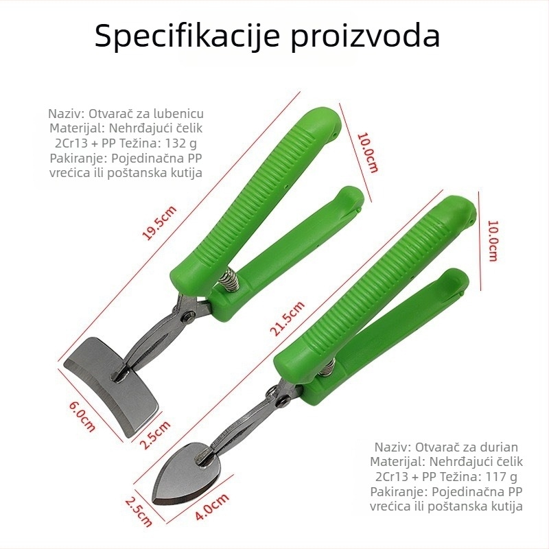 Alat za otvaranje dinje i durijana, kliješta za otvaranje ljuske, podijeljivač voća i nož za rezanje voća