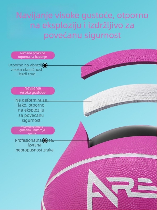 Dječja košarkaška lopta veličine 5, od visokoelastične gume, za vanjski trening – izdržljiva i otporna na habanje, za predškolsko i osnovnoškolsku dob