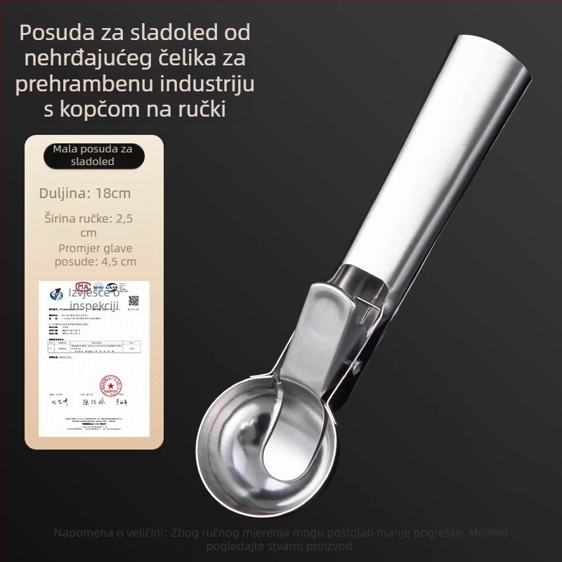 Nehrđajuća čelična žlica za sladoled s mogućnošću oblikovanja voćnih kuglica i dinje