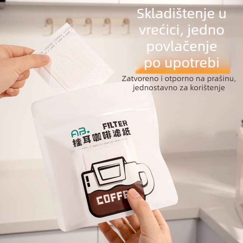 Jednokratni papir za filtriranje kave za drip kavu, s ušicama, prehrambene kvalitete