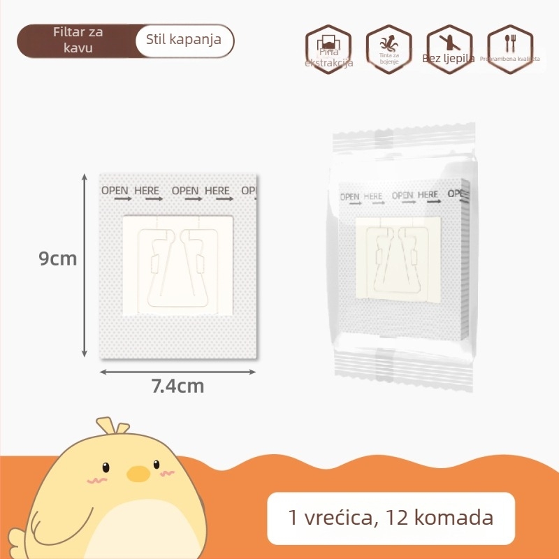 Jednokratni papir za filtriranje kave za drip kavu, s ušicama, prehrambene kvalitete
