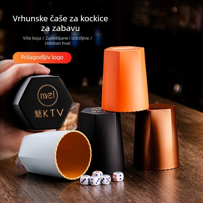 Kockice čašice s mat završnom površinom za barove i KTV, izdržljiv ABS plast, crne šesterokutne čašice za noćnu zabavu