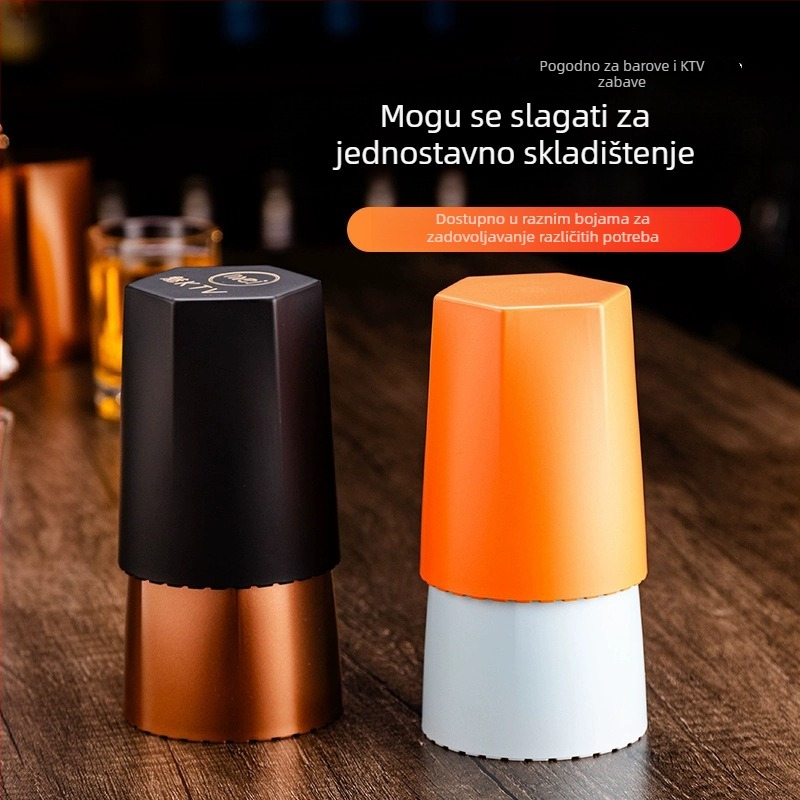 Kockice čašice s mat završnom površinom za barove i KTV, izdržljiv ABS plast, crne šesterokutne čašice za noćnu zabavu