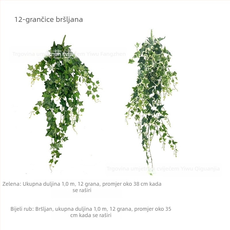 Umjetni bršljan za zidnu dekoraciju s dugim visećim lozama, zelena biljka, dužina 100–200 cm