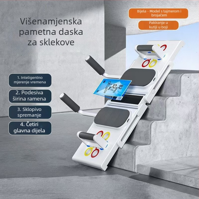 Višenamjenski sklopivi stalak za sklekove i ploča za trening za trbušne i prsne mišiće – elektronička verzija