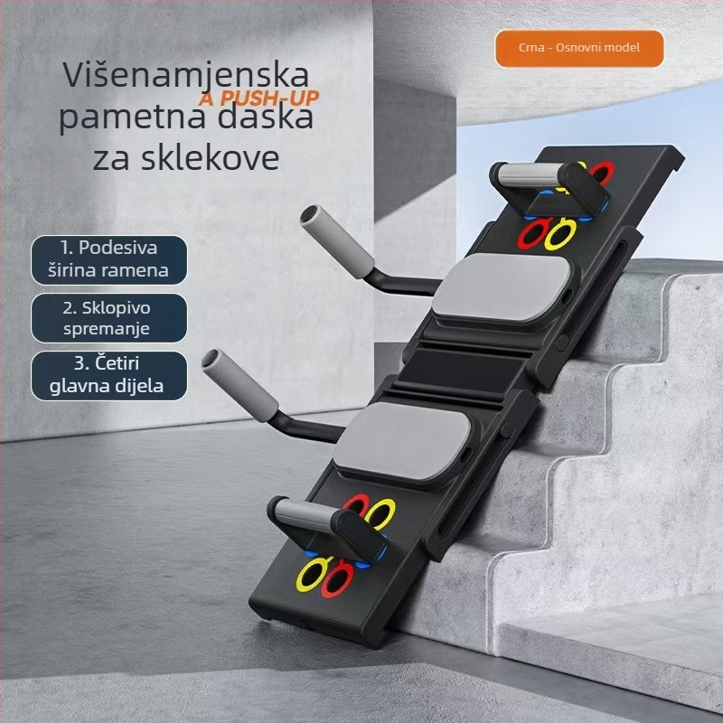 Višenamjenski sklopivi stalak za sklekove i ploča za trening za trbušne i prsne mišiće – elektronička verzija