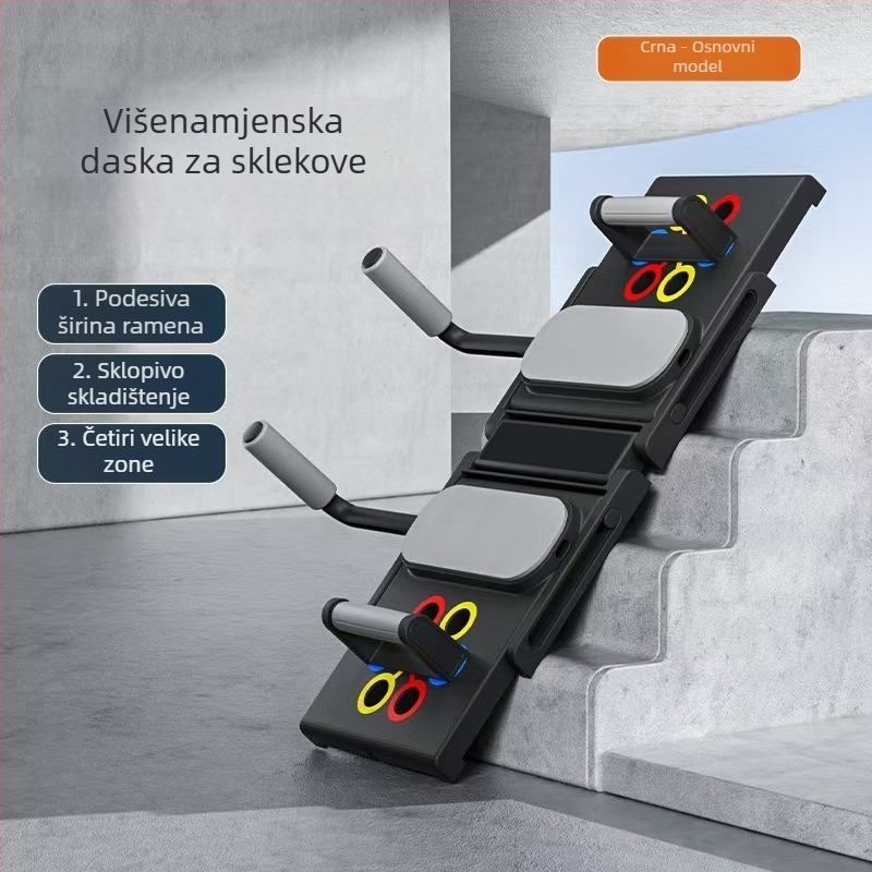 Višenamjenski sklopivi stalak za sklekove i ploča za trening za trbušne i prsne mišiće – elektronička verzija