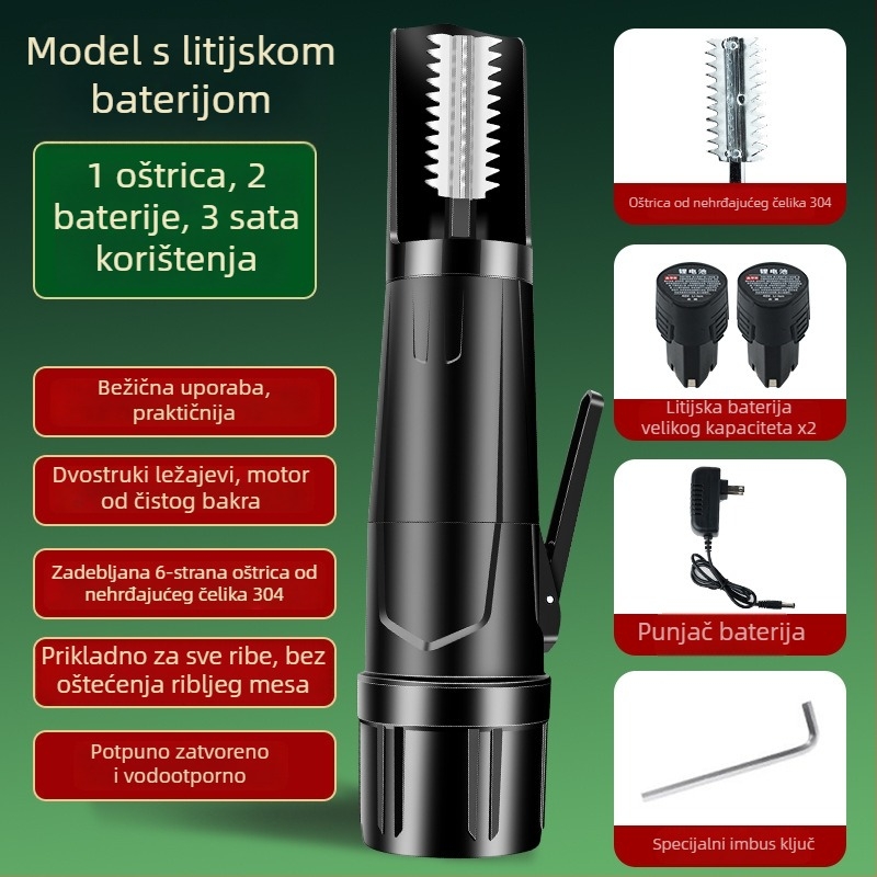 Nova vodootporna električna mašina za uklanjanje ribljih ljuskica, automatska, komercijalna, bežična.
