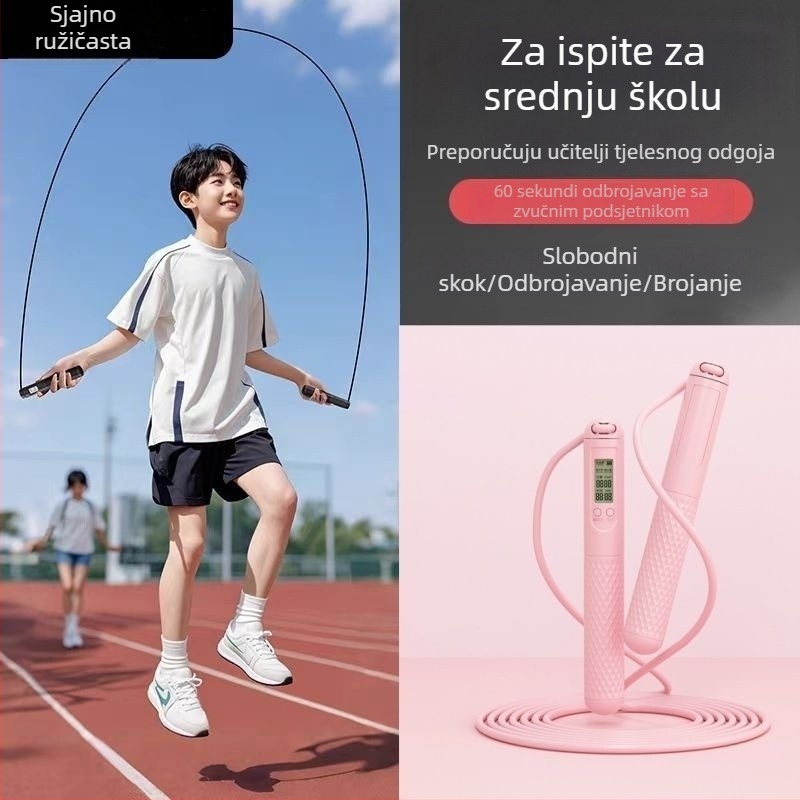 Uže za preskakanje s čeličnom žicom, s brojačem i tajmerom, za učenike (osnovna i srednja škola) fitness i priprema za ispit