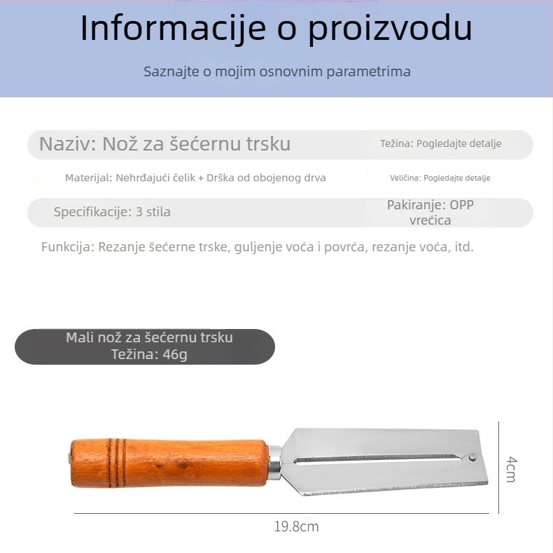 Nerđajući čelični višenamjenski nož za voće: oštrica za čišćenje salate, nož za ananas, strugalica dinje i ostale funkcije