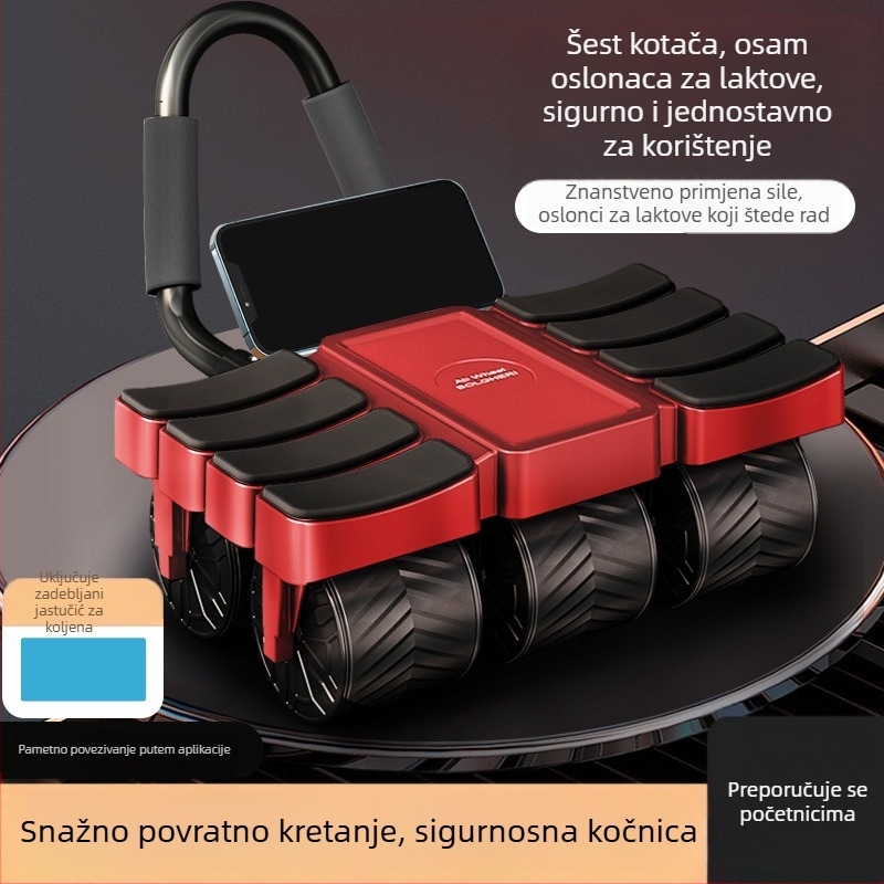 Šesterokotač kolut za trbušnjake s pametnim povezivanjem i automatskim povratkom – kućni fitness uređaj za trening trbušnih mišića